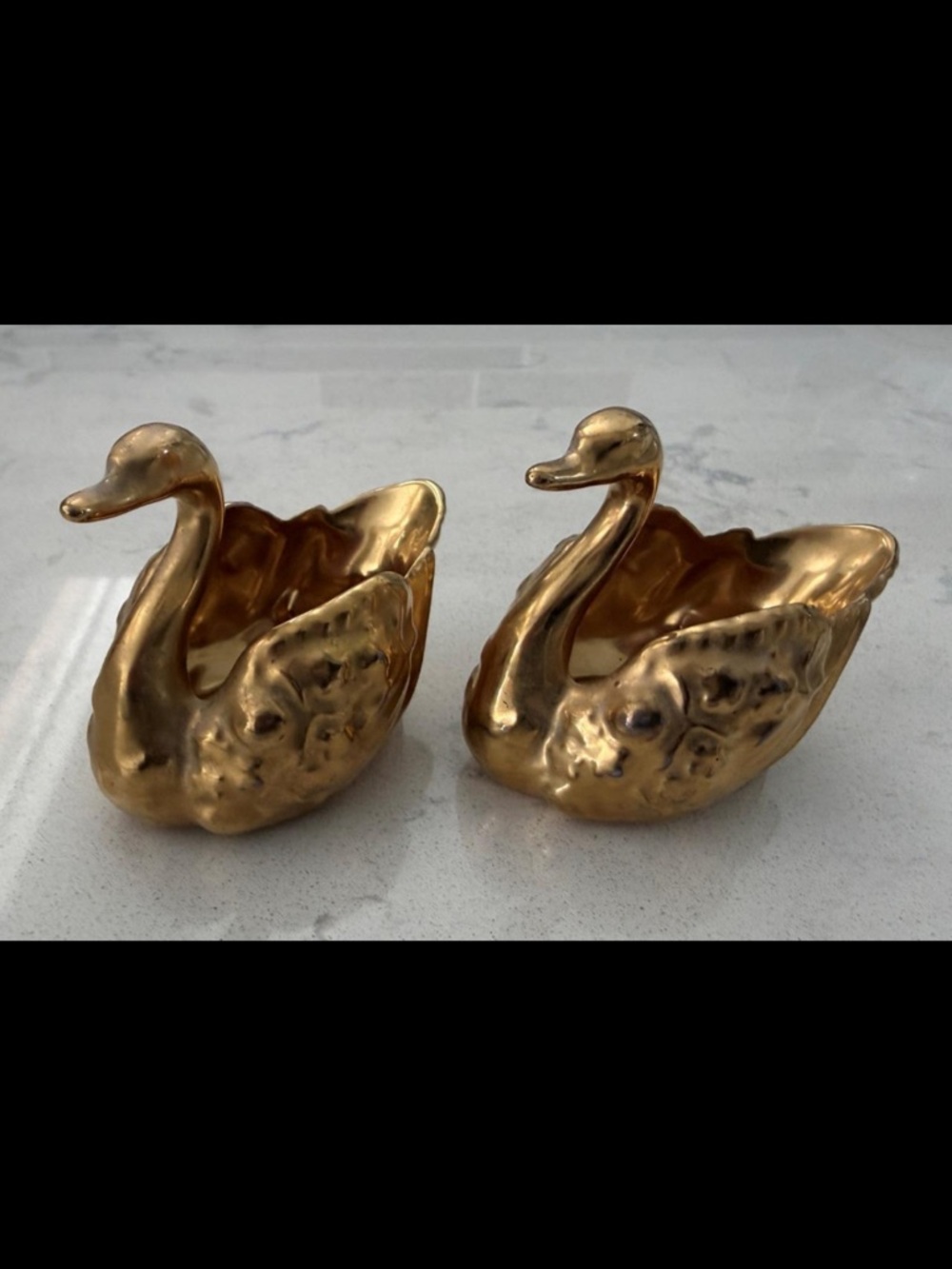 Vintage/Antique Pickard Porcelain 22K Gold Swan Open Salt Cellars #106 USA